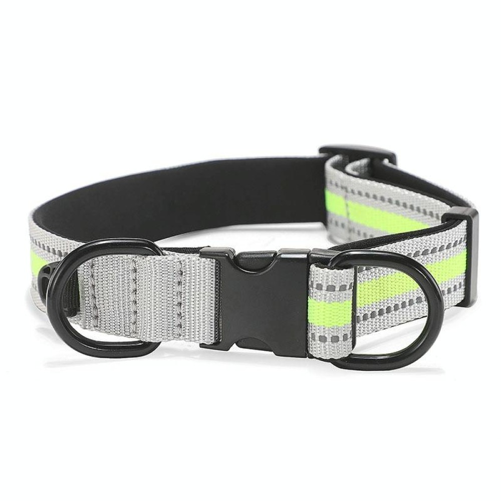 Dog Reflective Nylon Collar, Specification: L(Black buckle green)