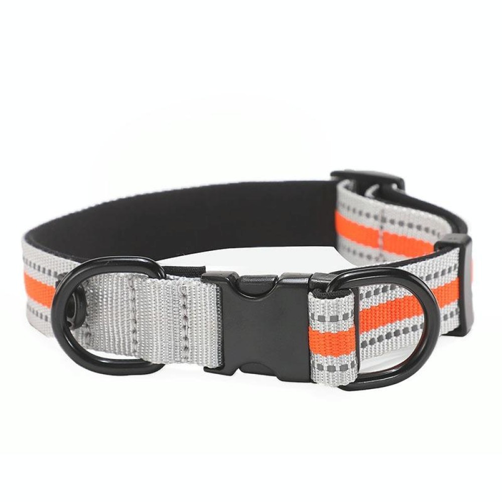 Dog Reflective Nylon Collar, Specification: L(Black buckle orange)