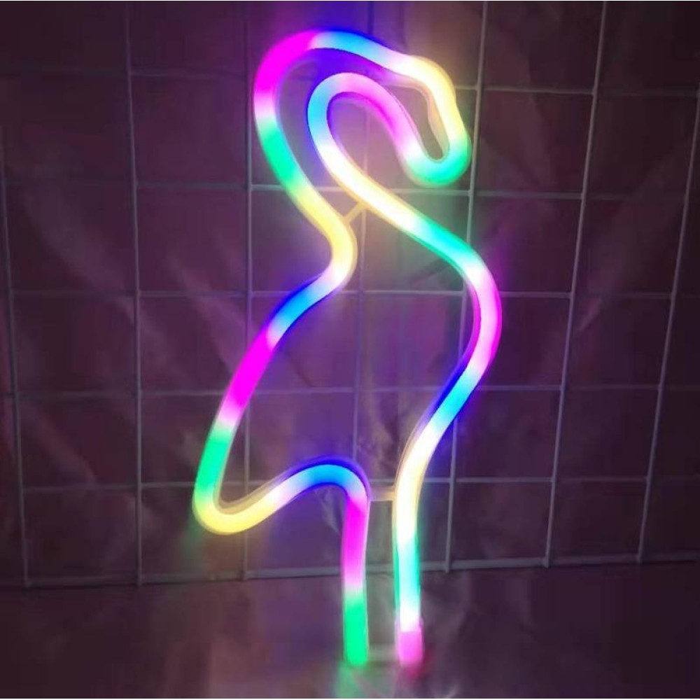 Neon LED Modeling Lamp Decoration Night Light, Power Supply: USB(Colorful Flamingo)