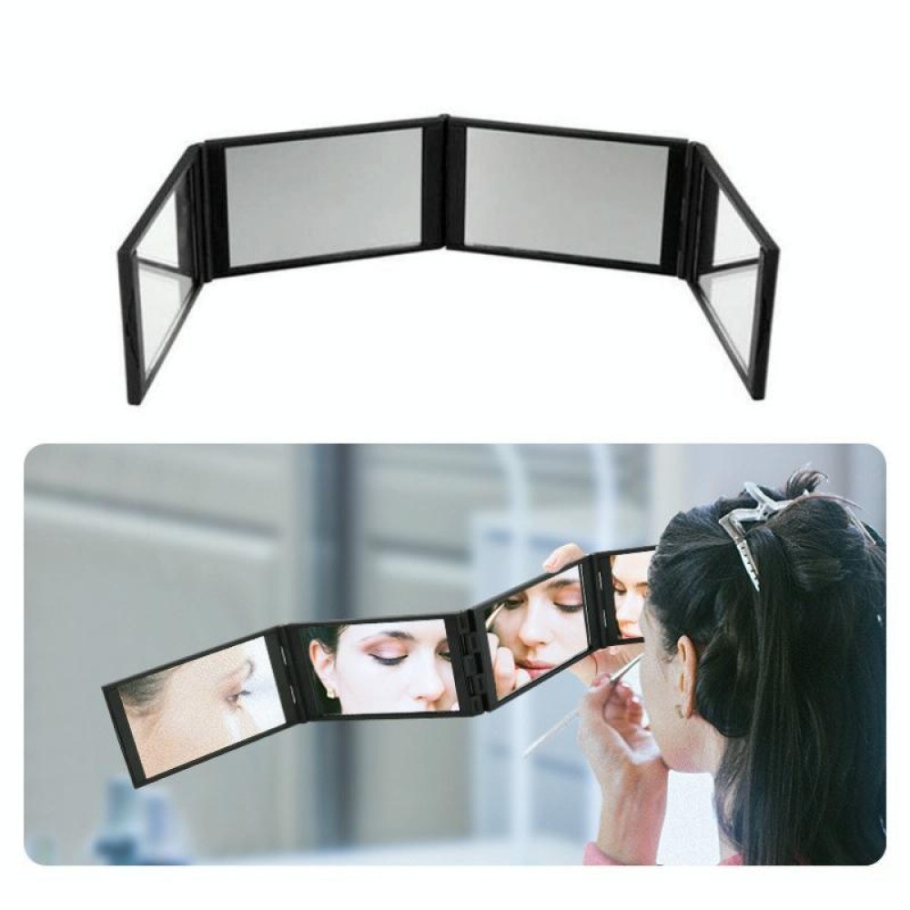 Four-sided Foldable Multi-angle Panoramic Portable Makeup Mirror(Black)