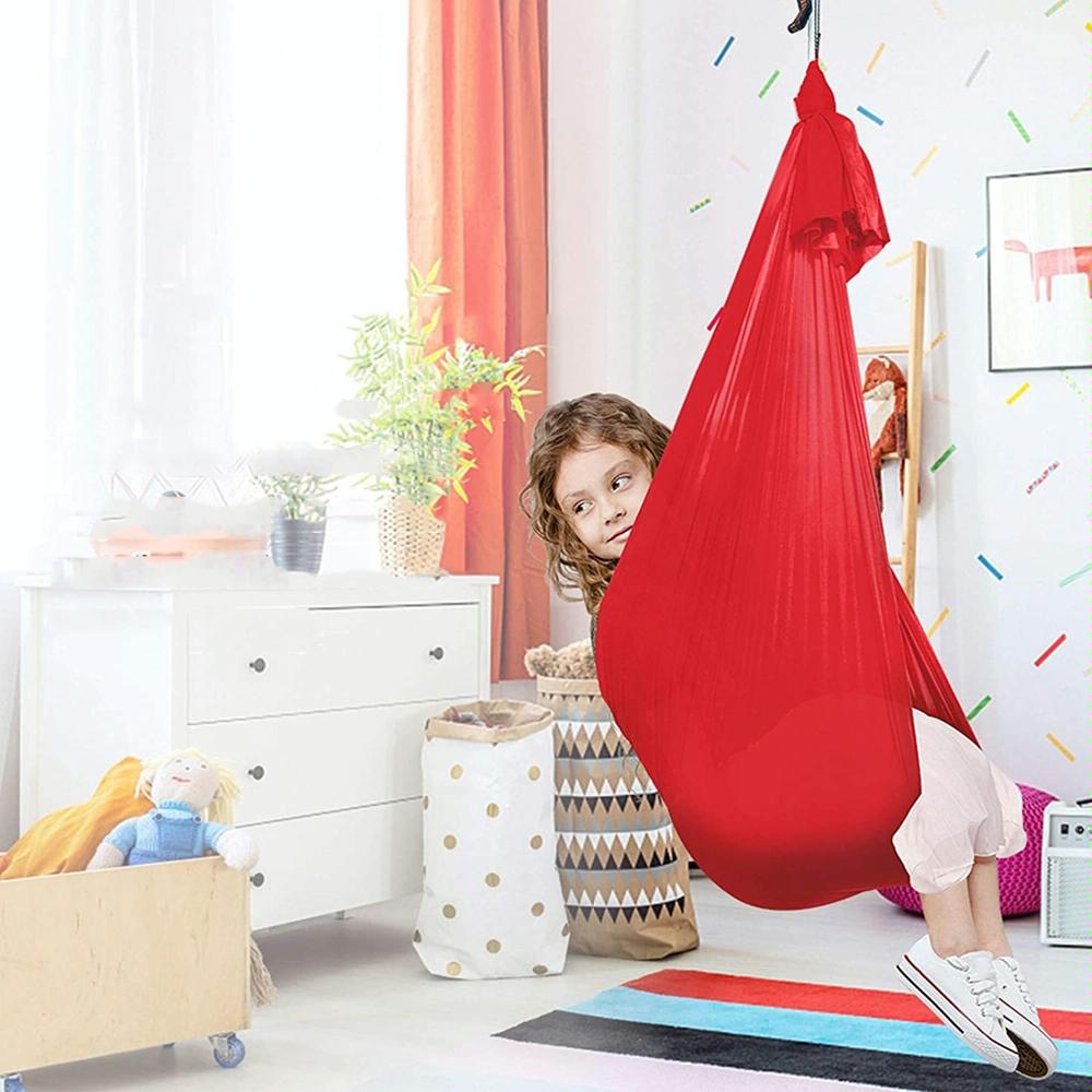 Kids Elastic Hammock Indoor Outdoor Swing, Size: 1.5x2.8m (Red)