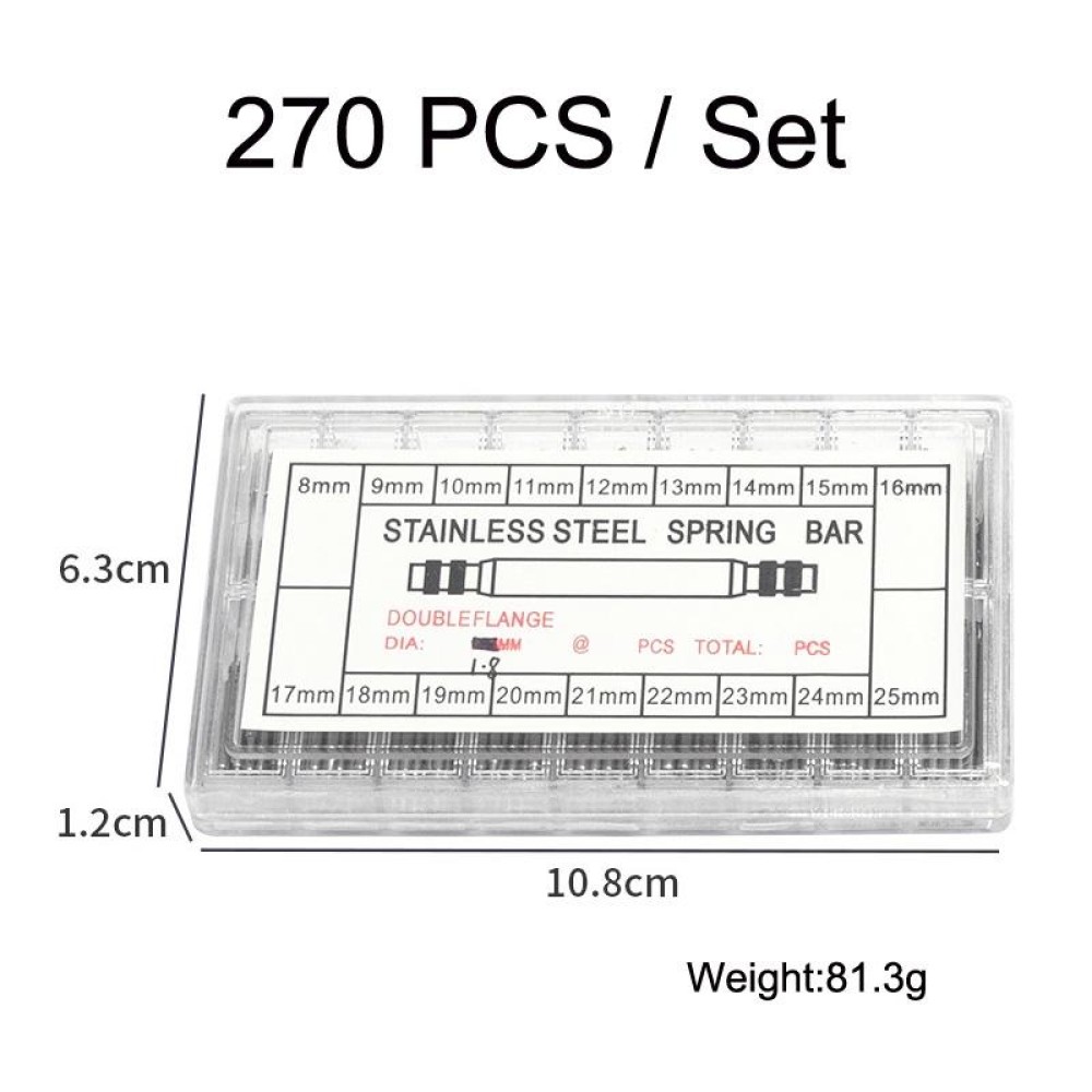 270 PCS / Set 8-25mm Strap Connecting Shaft Stainless Steel Watch Spring Bar