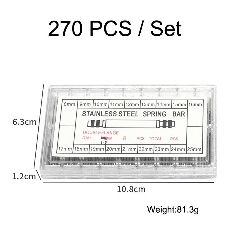 270 PCS / Set 8-25mm Strap Connecting Shaft Stainless Steel Watch Spring Bar