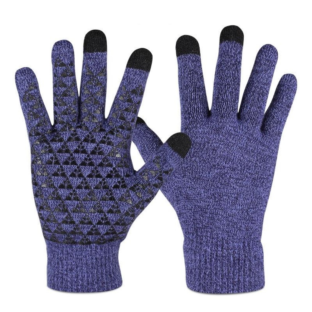 1 Pair Thick Velvet Touch Screen Knitted Warm Gloves, Size: Free Size(Blue)