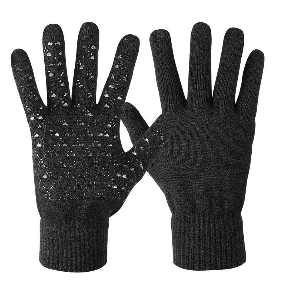 1 Pair Thick Velvet Touch Screen Knitted Warm Gloves, Size: Free Size(Black)