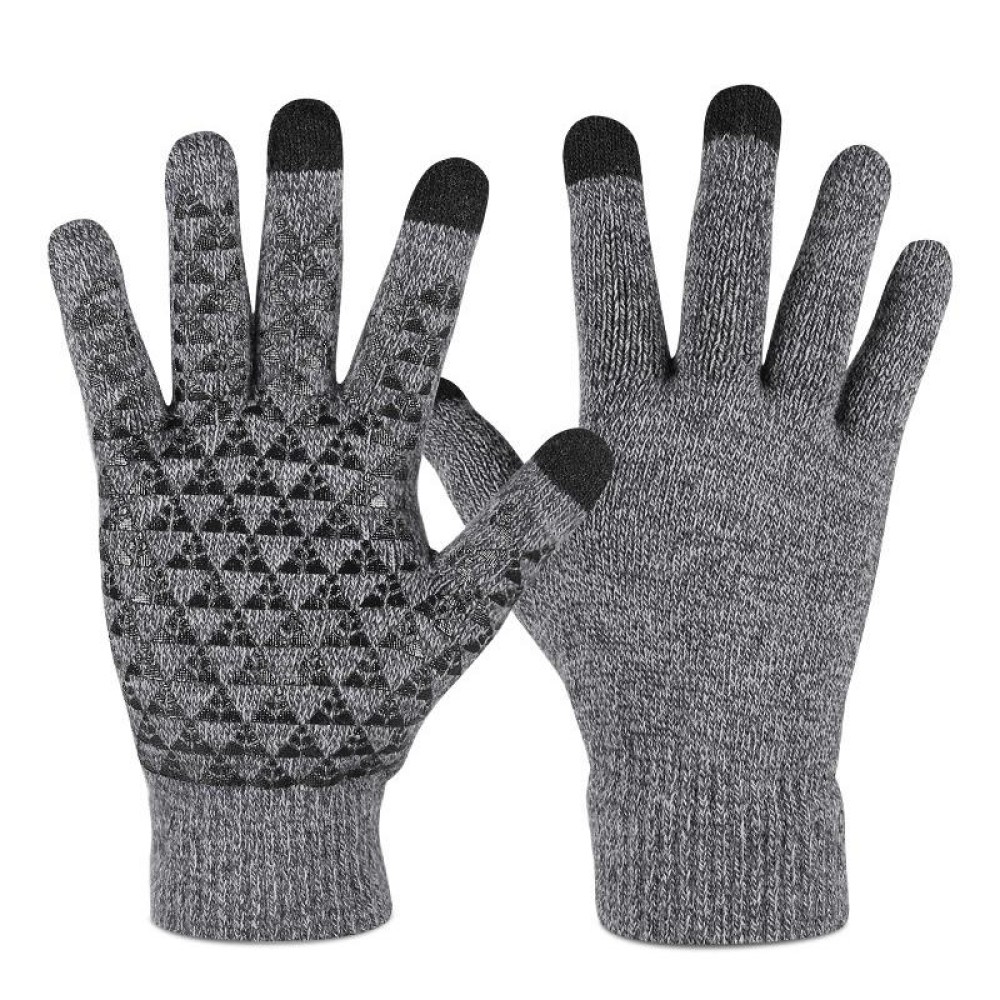 1 Pair Thick Velvet Touch Screen Knitted Warm Gloves, Size: Free Size(Grey)