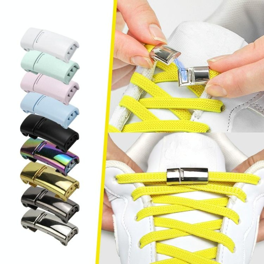 SLK28 Metal Magnetic Buckle Elastic Free Tied Laces, Style: Bright Black Magnetic Buckle