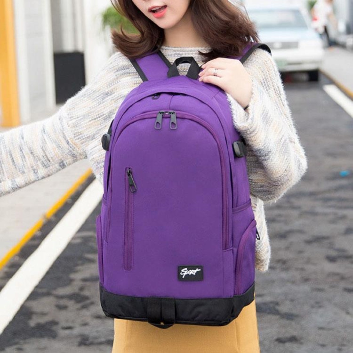 1107 Student Bag Leisure Backpack(Purple)