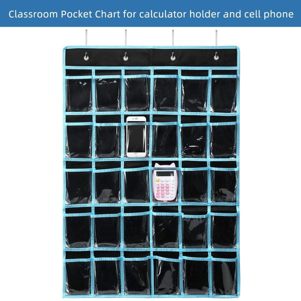 30 Grid Non-woven Transparent Mobile Phone Hanging Bag(Black)