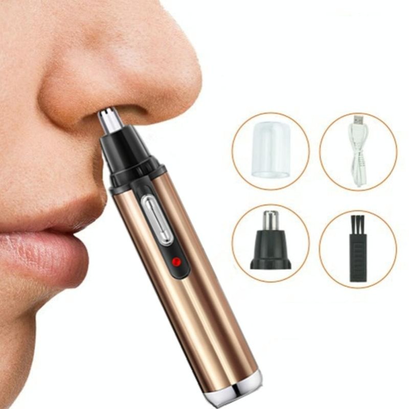 Electric Nose Hair Trimmer USB Rechargeable Eyebrow Trimmer Shaver( Gold)