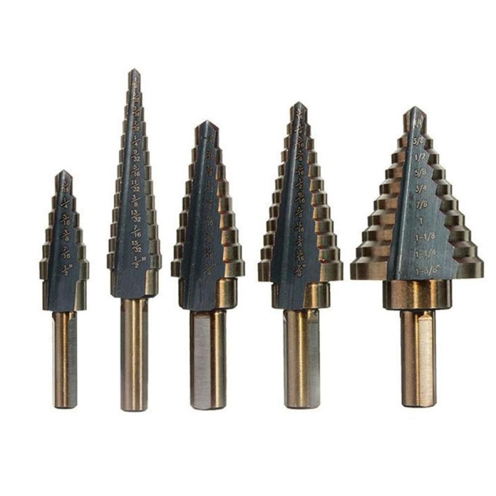 Pagoda Drill Bit High Speed Steel Opener Triangle Handle Stairs Drill Bit(5 In 1 Boxed)
