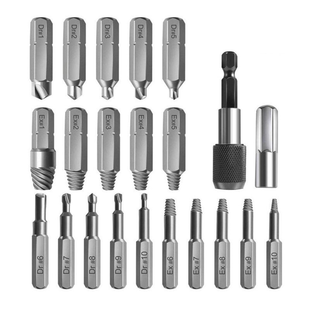 22 PCS / Set Screw Takeout High-Speed Steel Anti-Tooth Refrigerant Removal Tool(White Box Rolling Pole)
