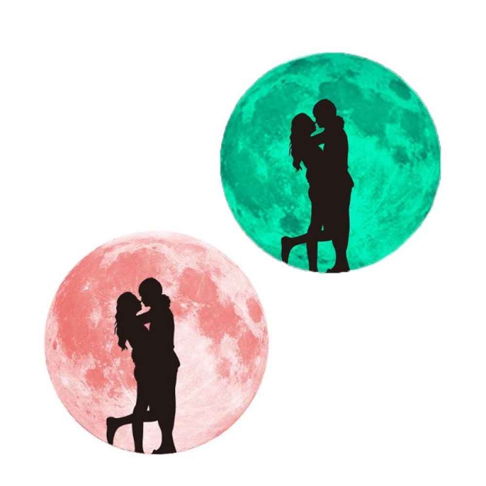 30cm Pink Couple Fluorescent Moon Wall Sticker(Kissing Couple)