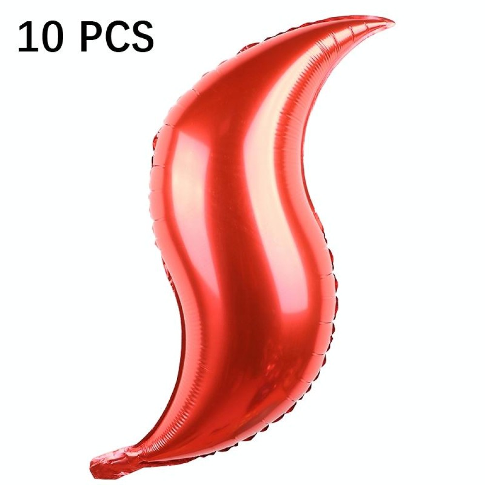 10 PCS 24 Inch S-Shaped Balloon Fish Tail Wavy Balloon Birthday Wedding Party Arrangement Balloon(Red)