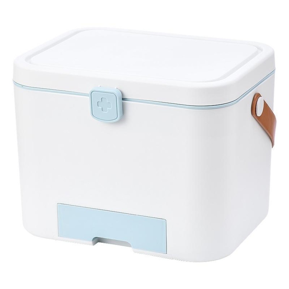 Portable Layered Compartment Medicine Box With Lock(Blue)