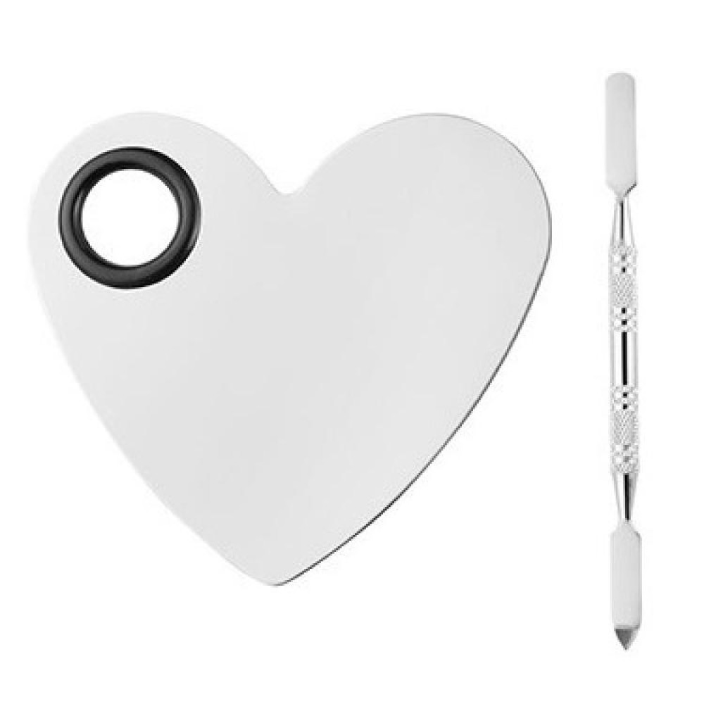 Stainless Steel Nail Makeup Palette With Toning Stick, Specification: Heart With Hole