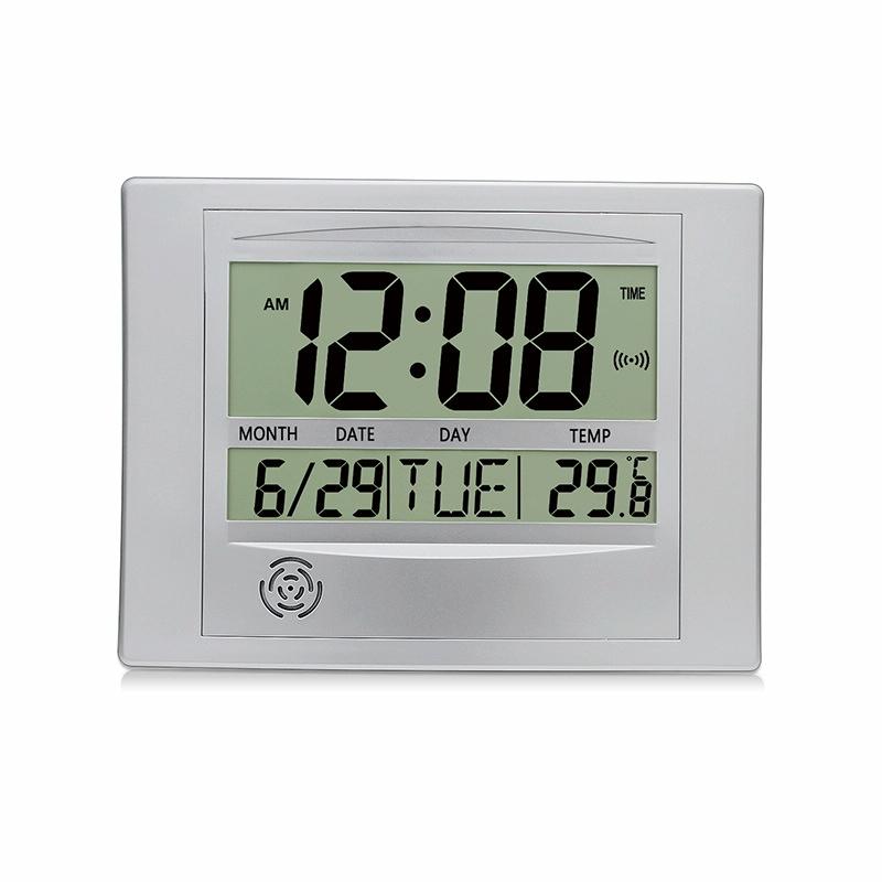 Home Big Screen Display Digital Electronic Wall Clock Living Room Temperature Clock(Silver)