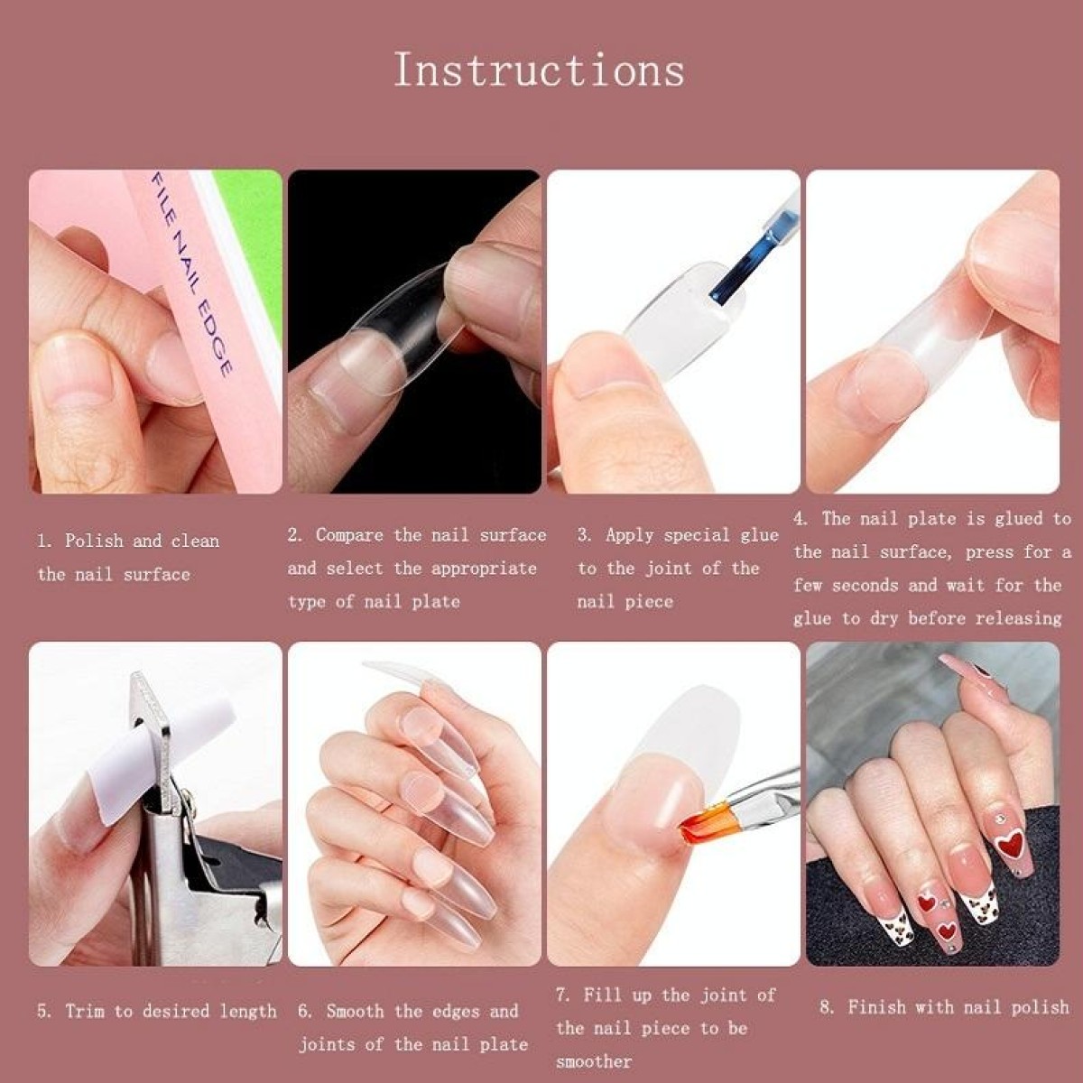 Pointed Half Stick Full Post Nail Patches(White Half Sticker)