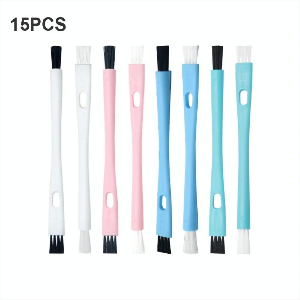 15 PCS Double-ended Cleaning Brush Coffee Maker Grinder Small Bristle Brush(Random Color Delivery)