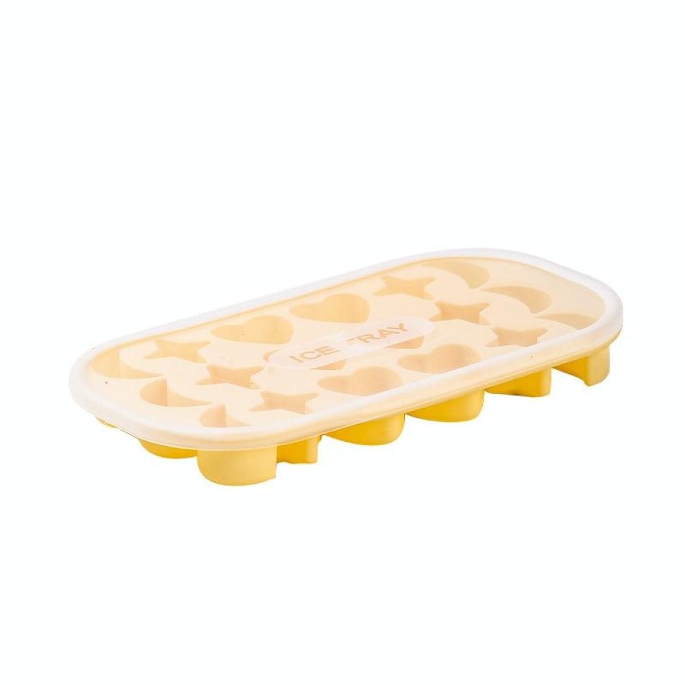 18 Grid Household Soft Bottom Silicone Ice Maker with Lid(Lemon Yellow)