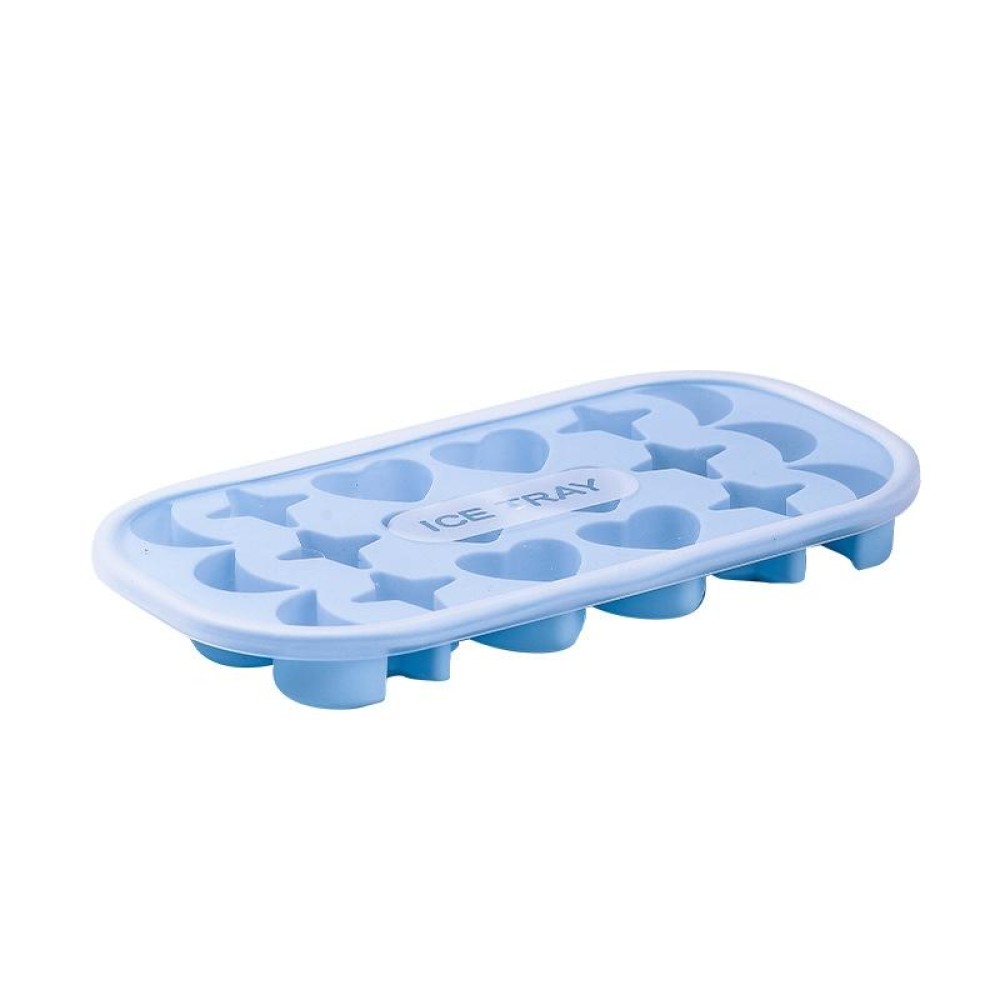 18 Grid Household Soft Bottom Silicone Ice Maker with Lid(Ice Snow Blue)