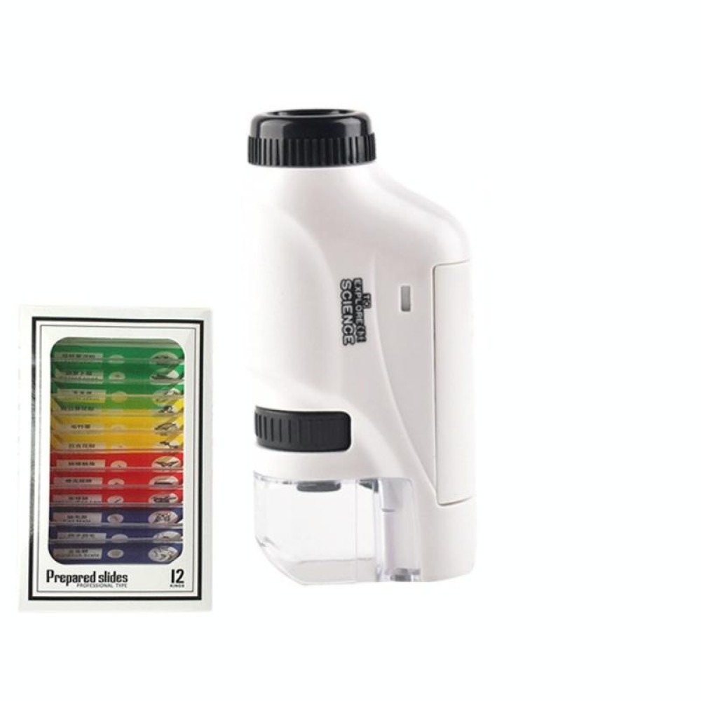 Children Handheld Portable Laboratory Equipment Microscope Toys, Colour: Lite + Specimen (White)