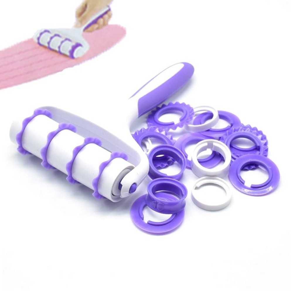 Cake Icing Roller Lace Set Decorating Tools Cookie Cutting Embossing Die(White + Purple)