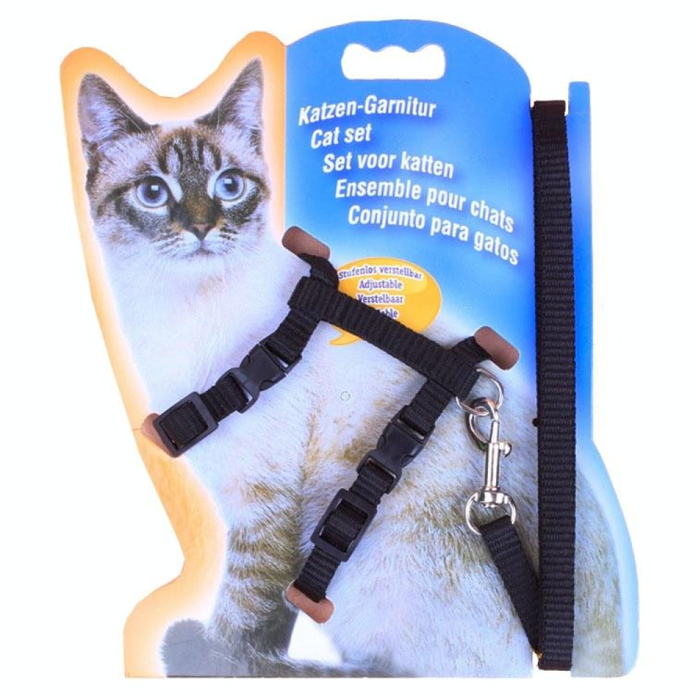 I-shaped Nylon Cat Leash Pet Chest Strap(Black)