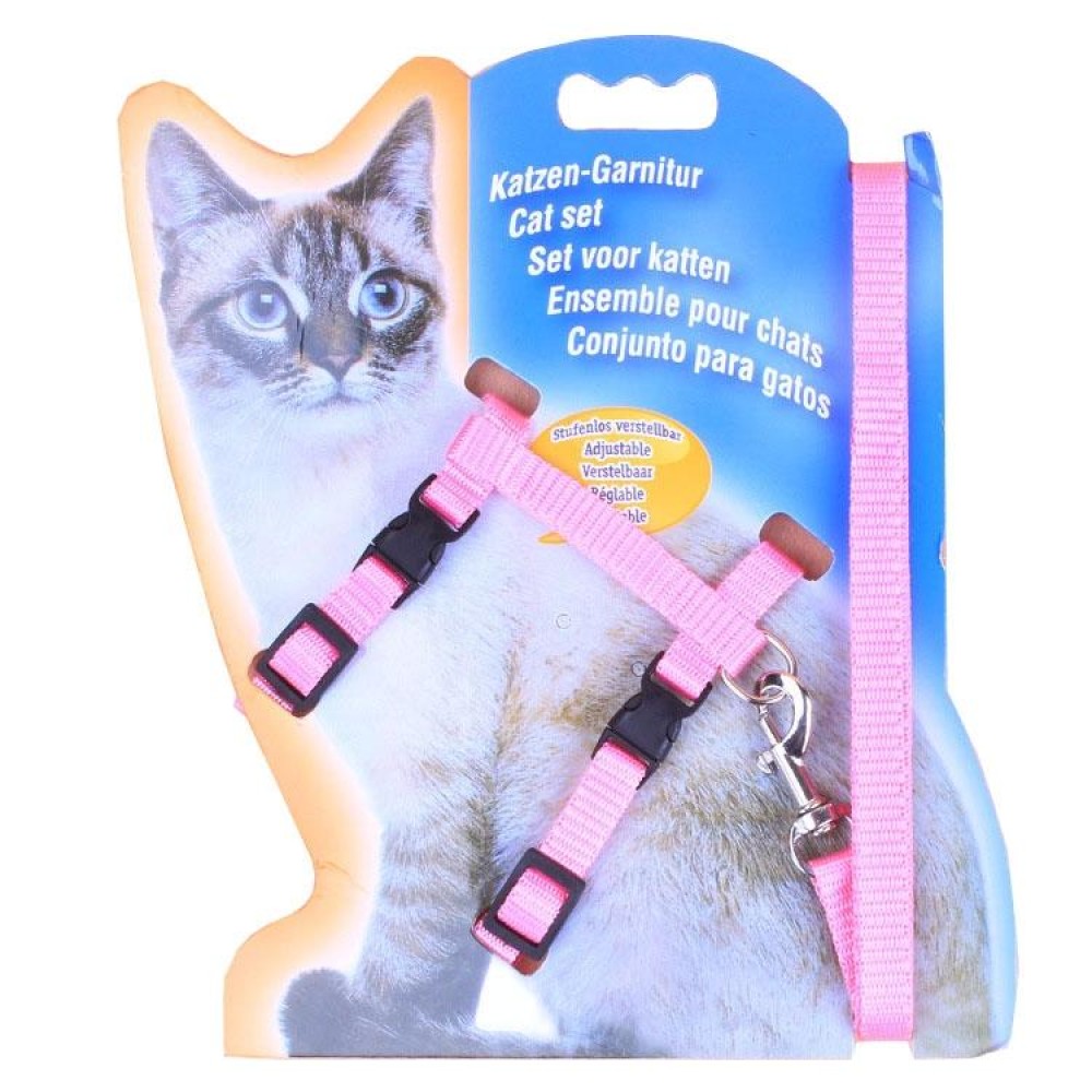 I-shaped Nylon Cat Leash Pet Chest Strap(Pink)