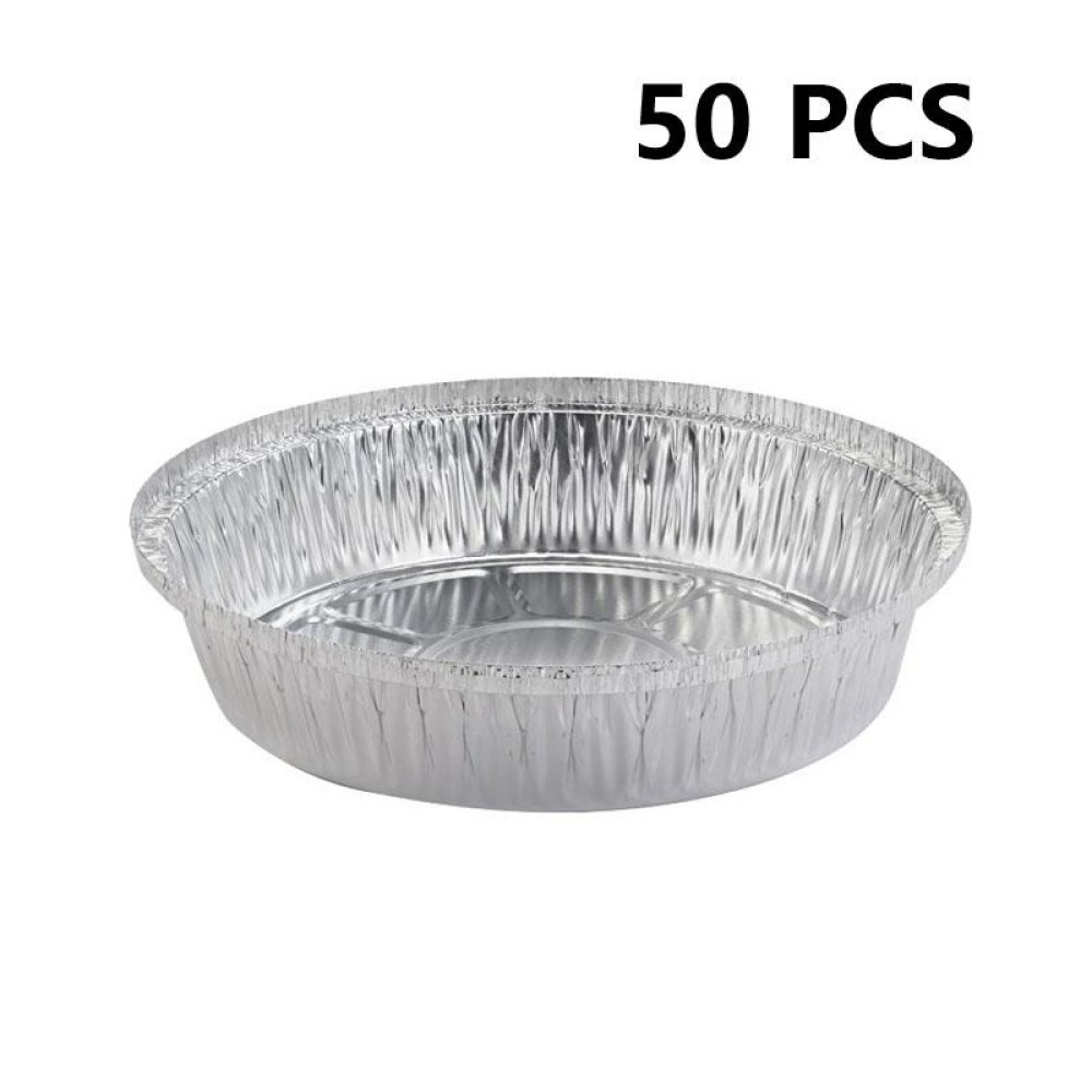 50 PCS / Set Thickened Circular Baking Tray Grilled Meat Paper, Specification: 8 inch(Silver White)