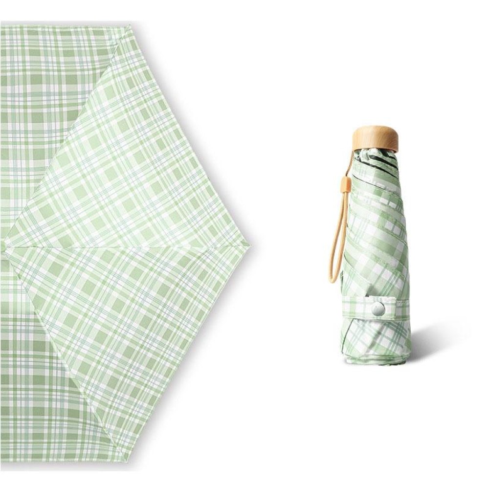 Five-fold Lattice Umbrella Black Glue Sun and Rain Dual-use Pocket Capsule Umbrella(Green)