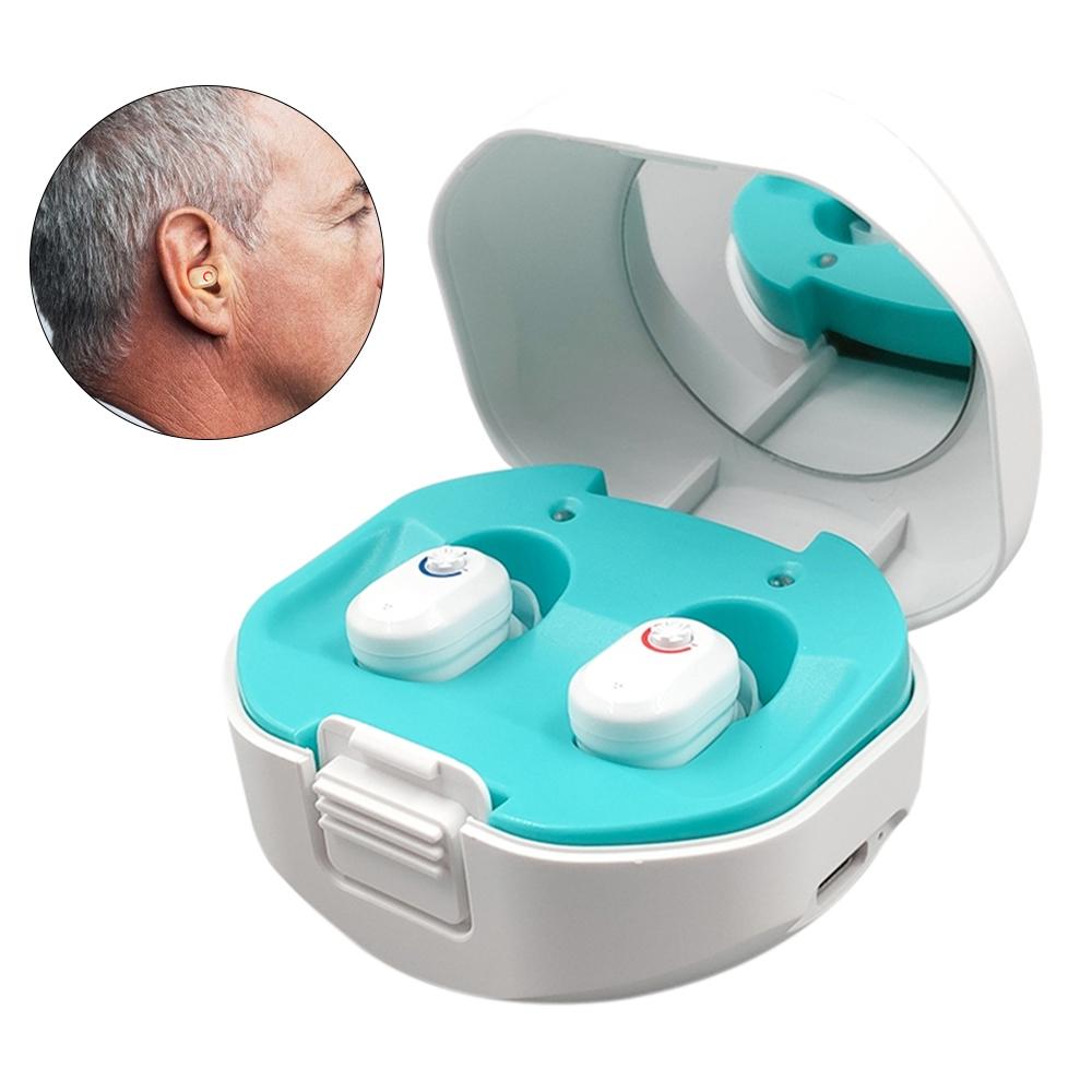 TWS On-Ear Sound Amplifier Hearing Aid with Charging Compartment(White)