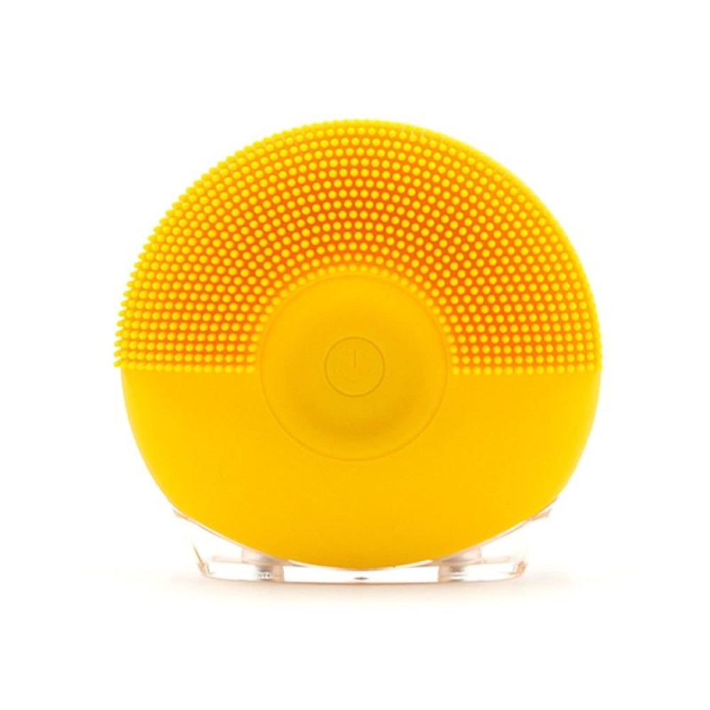 Silicone Sound Wave Vibration Massage Pore Cleaning Beauty Brush, Colour: Lemon Yellow
