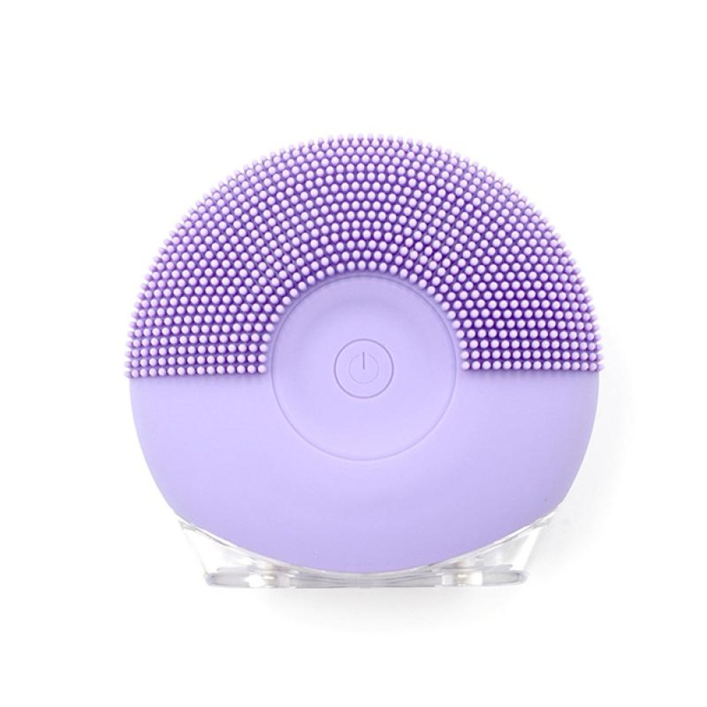 Silicone Sound Wave Vibration Massage Pore Cleaning Beauty Brush, Colour: Light Purple