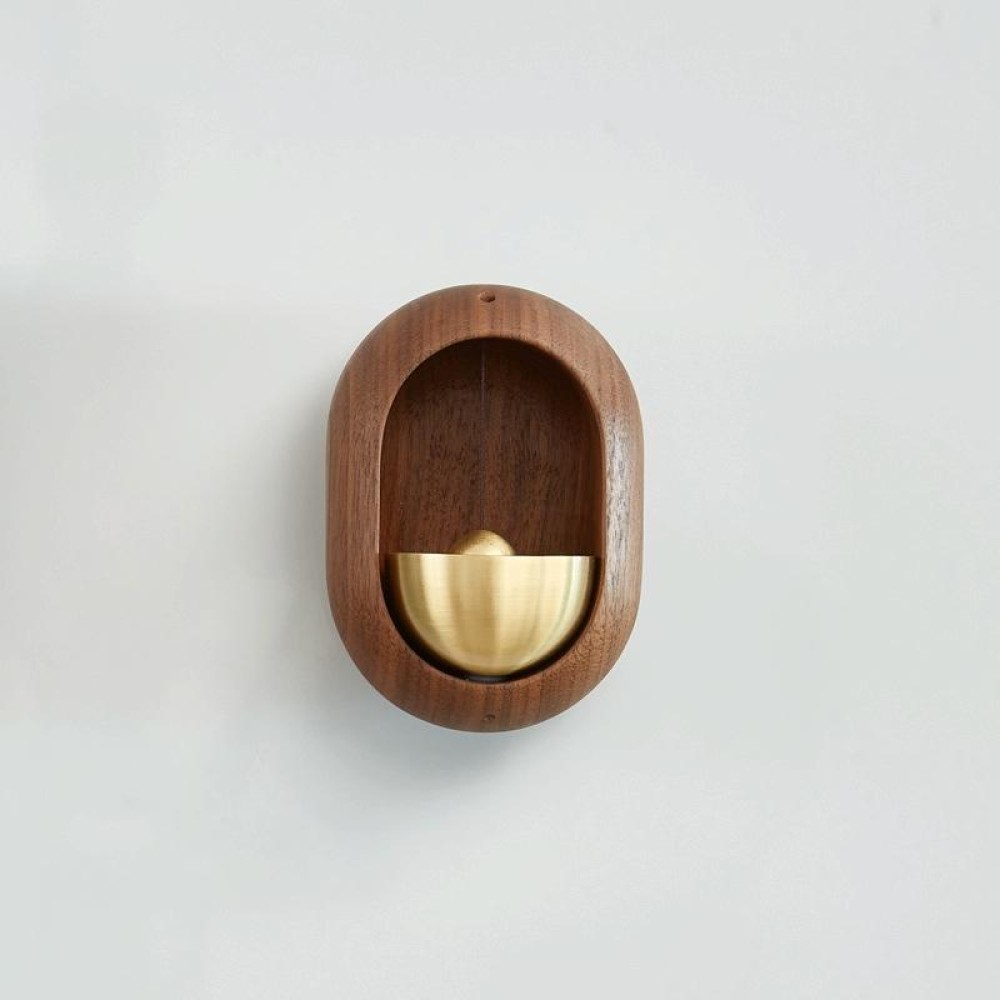 Suction Door Wind Chime Brass Wooden Doorbell Door Opening Reminder Pendant(Black Walnut)