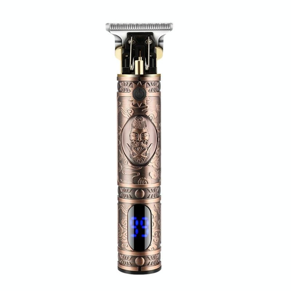 USB Vintage Engraving LCD Electric Hair Clipper For Bald Short Hair, Specification: Rose Gold
