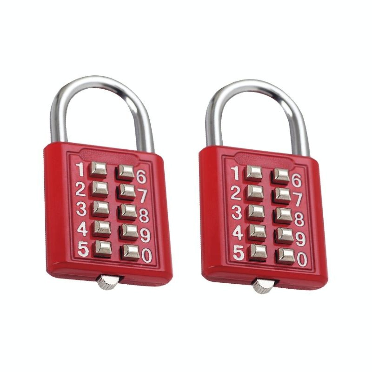 2 PCS 10-Bit Button Password Lock Cabinet Door Tool Box Button Padlock(Red)