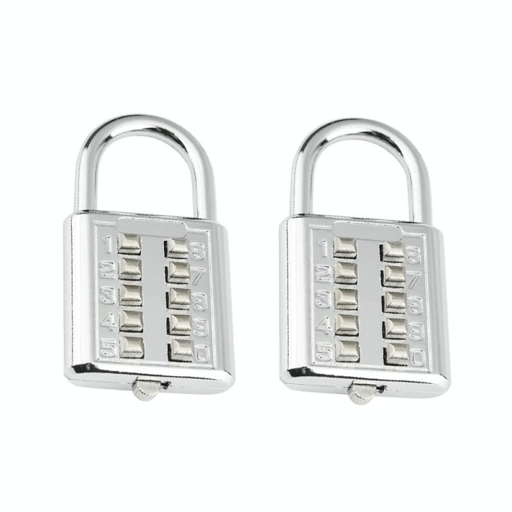 2 PCS 10-Bit Button Password Lock Cabinet Door Tool Box Button Padlock(Electroplating White)