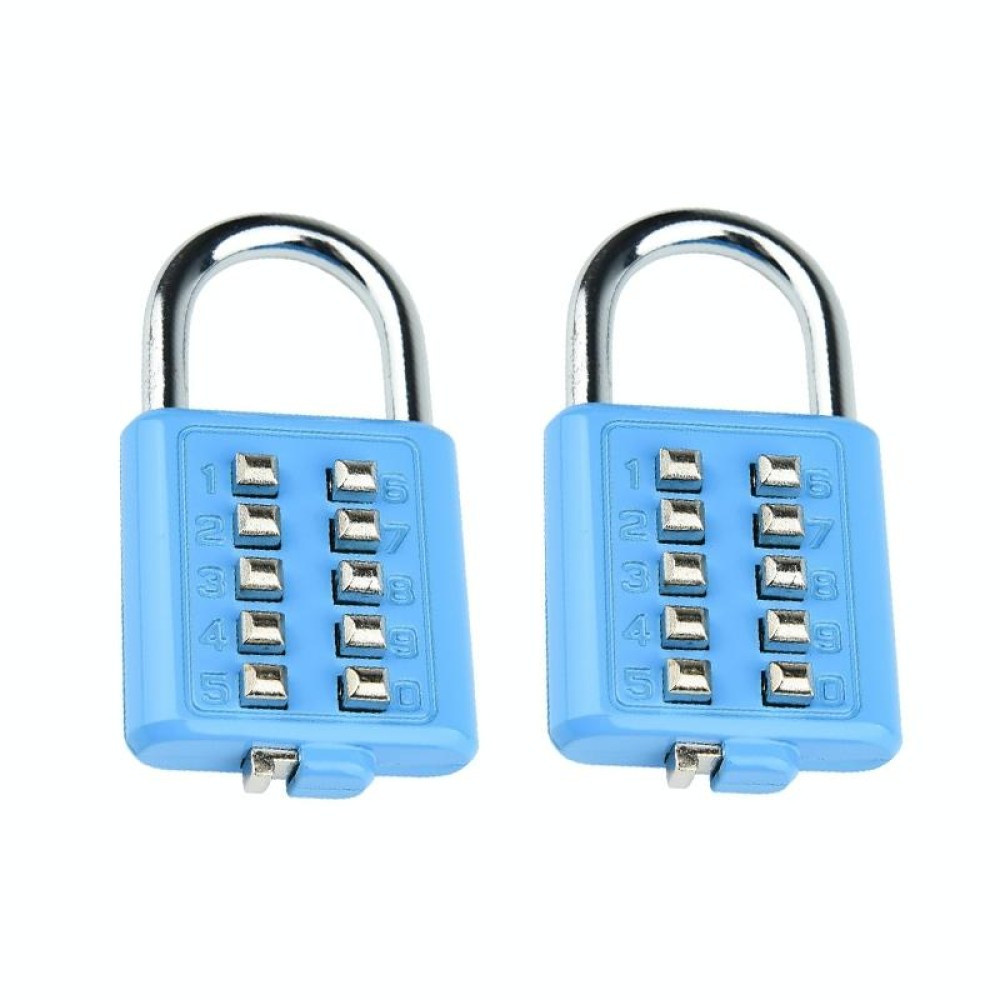 2 PCS 10-Bit Button Password Lock Cabinet Door Tool Box Button Padlock(Sky Blue)