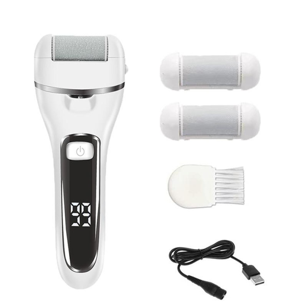 Electric Foot Grinder Digital Display Rechargeable Pedicure Peeling, Color: White