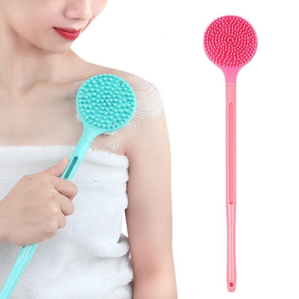 Silicone Massage Long Handle Double Sided Bath Brush(Pink)