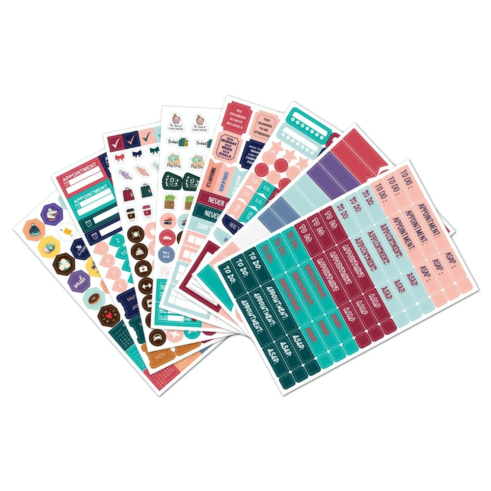 2 Sets  Planner Sticker Business Fitness Day Theme Planning Sticker(8 Sheets / set)