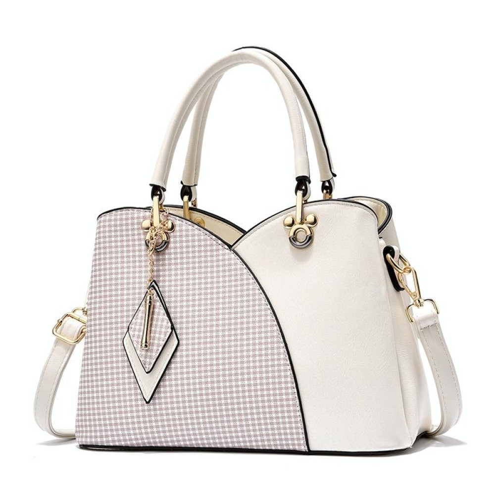 Lattice Texture Large Capacity Handbag(White)