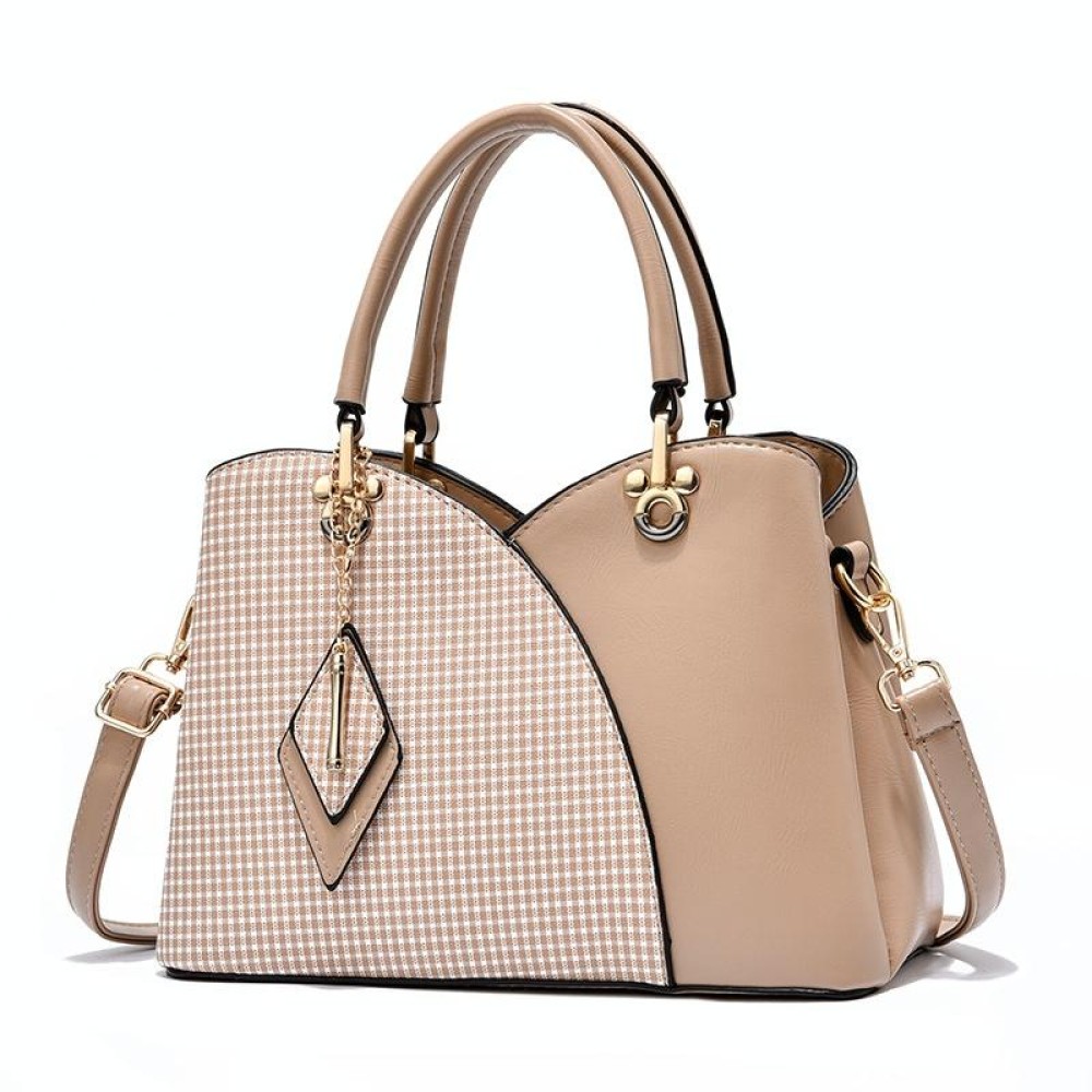 Lattice Texture Large Capacity Handbag(Khaki)