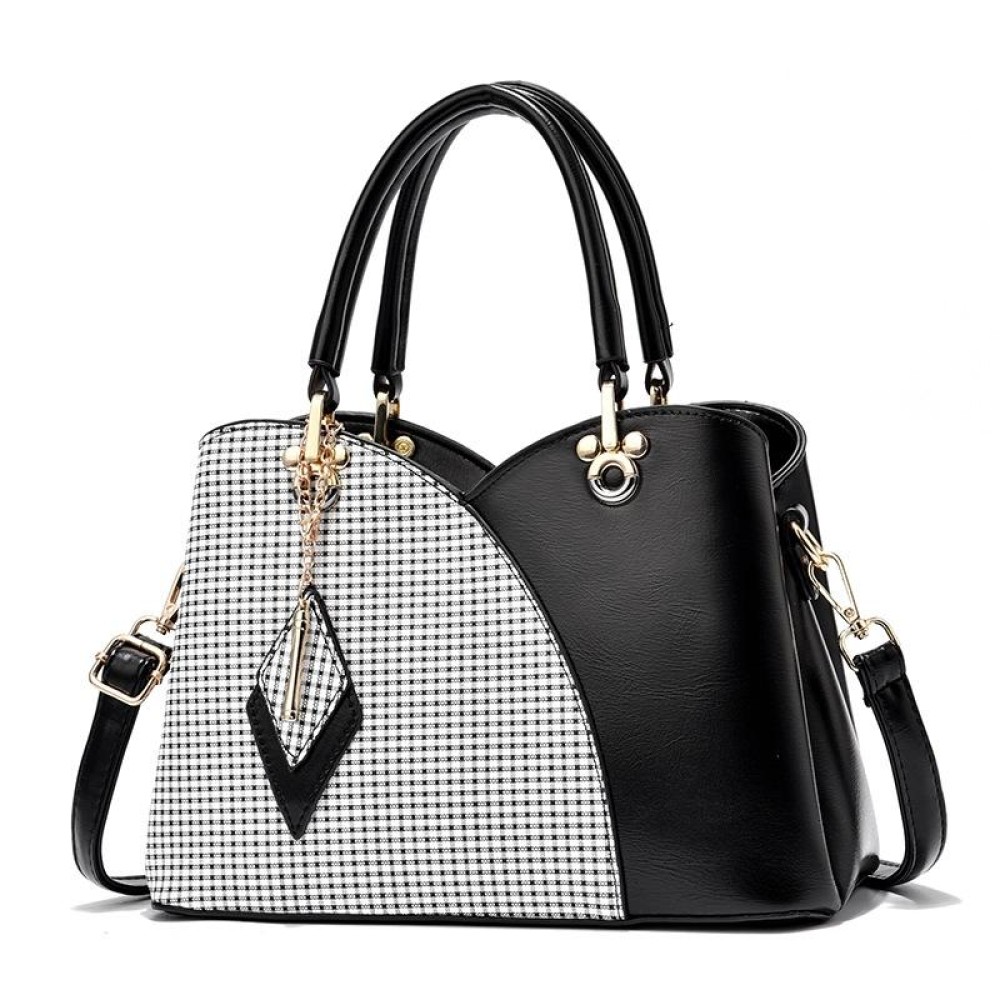 Lattice Texture Large Capacity Handbag(Black)