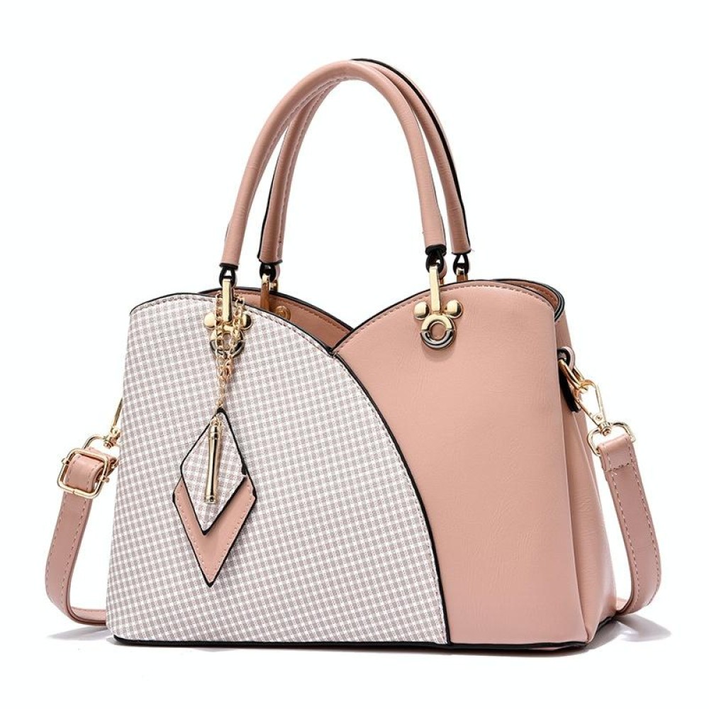 Lattice Texture Large Capacity Handbag(Pink)