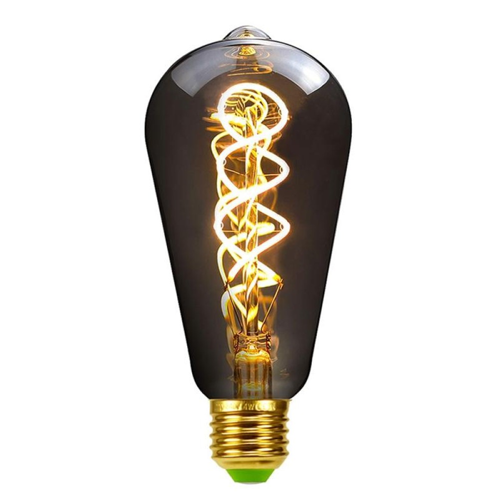 ST64 Electroplating Smoke Grey Warm Light LED Bulb Retro Lamp