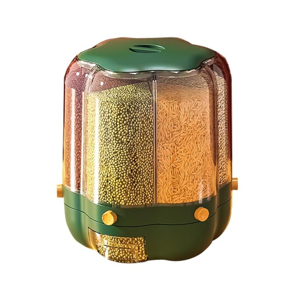 Grain Mixed Food Storage Box Rice Barrel Rotatable Seal Transparent Storage Box, Size: Large (Green)