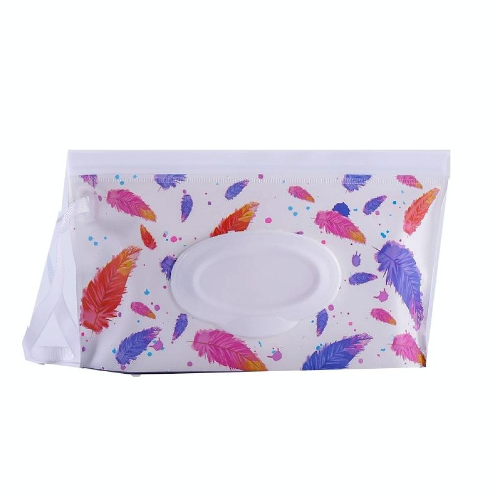 Baby EVA Wet Wipes Bag Portable Flip Removable Sanitary Wet Wipes Bag(Feather)