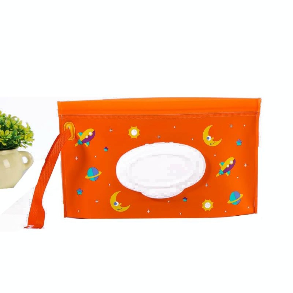 Baby EVA Wet Wipes Bag Portable Flip Removable Sanitary Wet Wipes Bag(Orange Space)